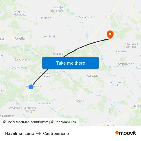 Navalmanzano to Castrojimeno map