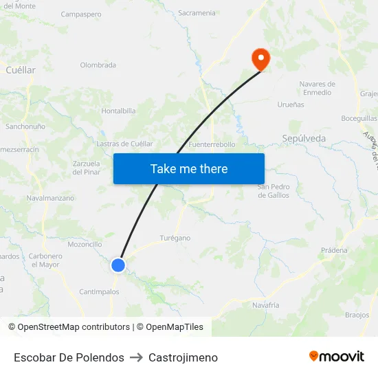 Escobar De Polendos to Castrojimeno map