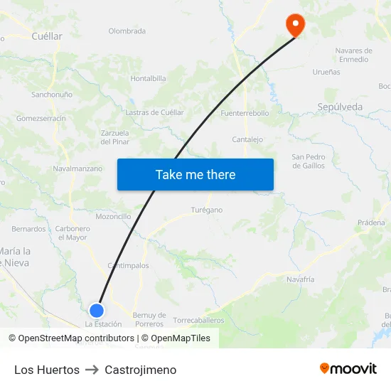 Los Huertos to Castrojimeno map