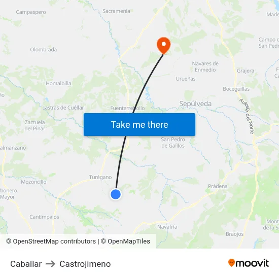 Caballar to Castrojimeno map