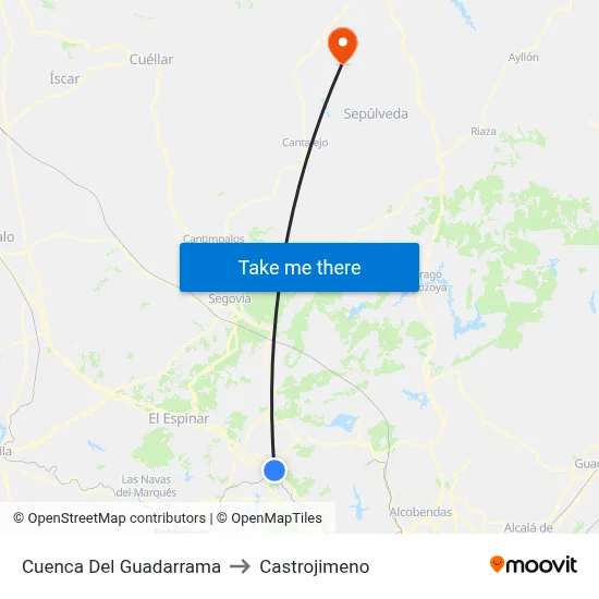 Cuenca Del Guadarrama to Castrojimeno map