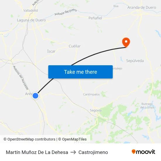 Martín Muñoz De La Dehesa to Castrojimeno map