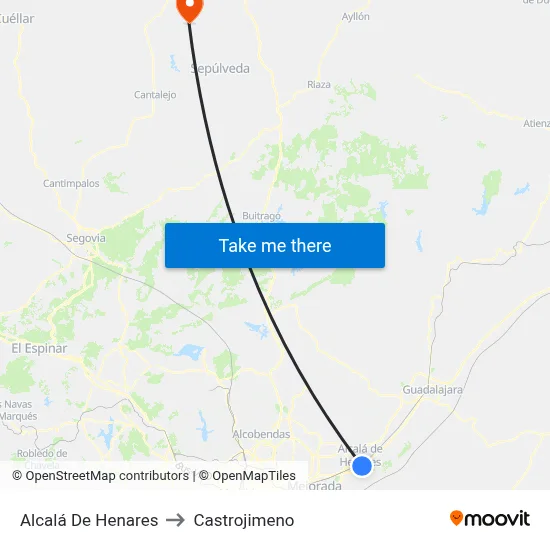 Alcalá De Henares to Castrojimeno map