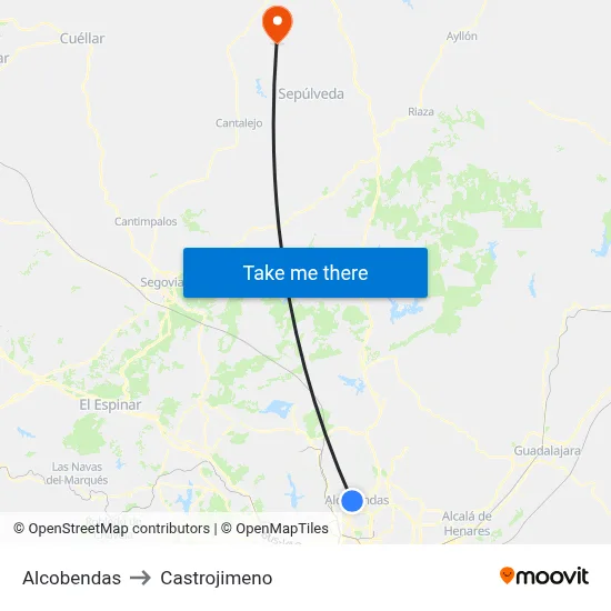 Alcobendas to Castrojimeno map