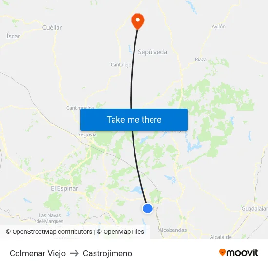 Colmenar Viejo to Castrojimeno map
