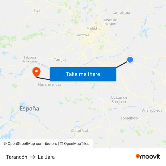 Tarancón to La Jara map
