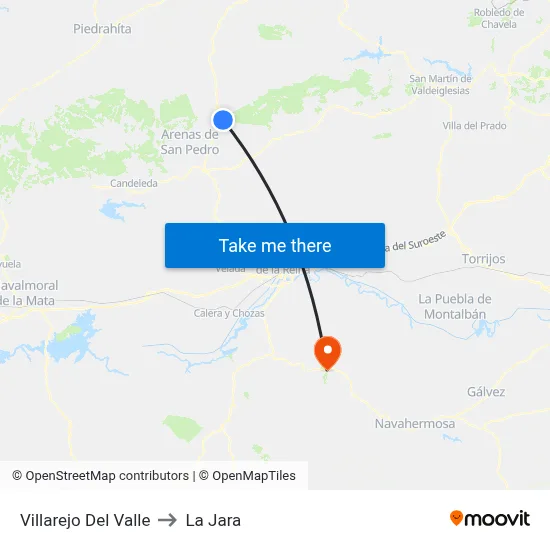 Villarejo Del Valle to La Jara map