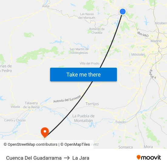 Cuenca Del Guadarrama to La Jara map