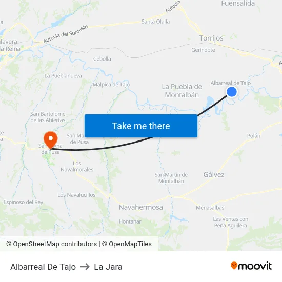 Albarreal De Tajo to La Jara map