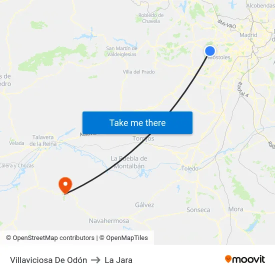 Villaviciosa De Odón to La Jara map
