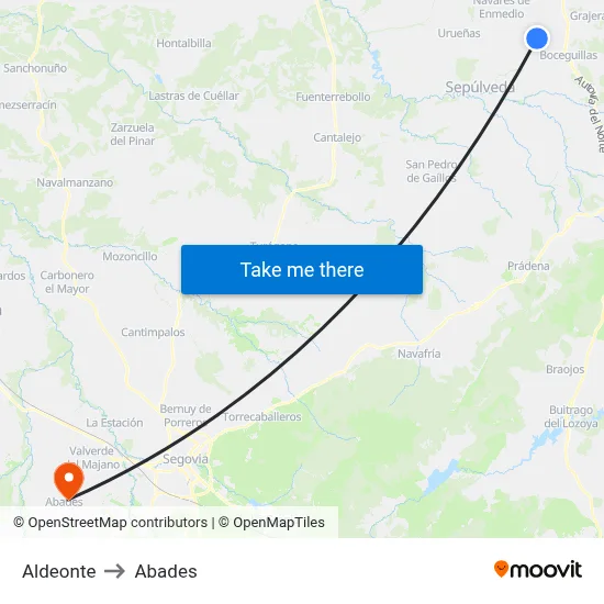 Aldeonte to Abades map