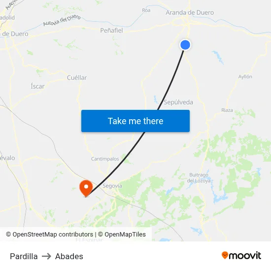 Pardilla to Abades map