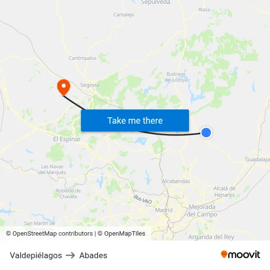 Valdepiélagos to Abades map