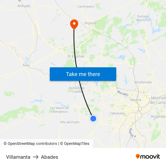 Villamanta to Abades map
