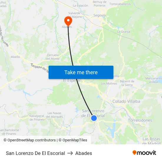 San Lorenzo De El Escorial to Abades map