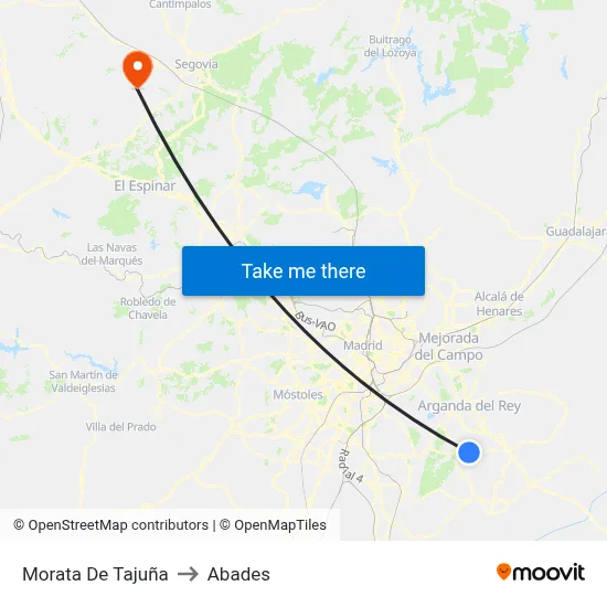 Morata De Tajuña to Abades map