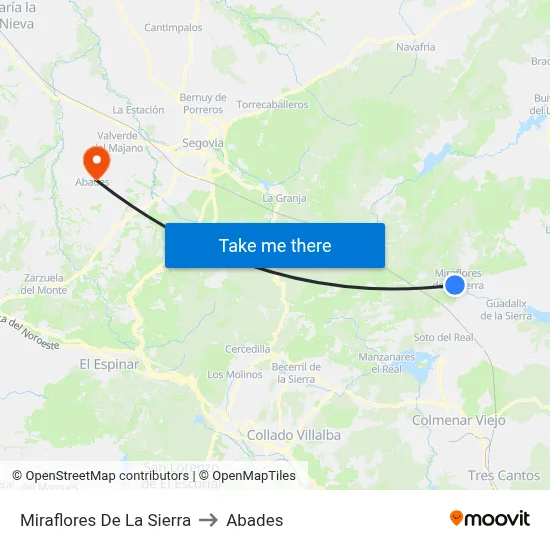 Miraflores De La Sierra to Abades map