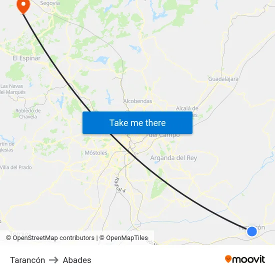 Tarancón to Abades map