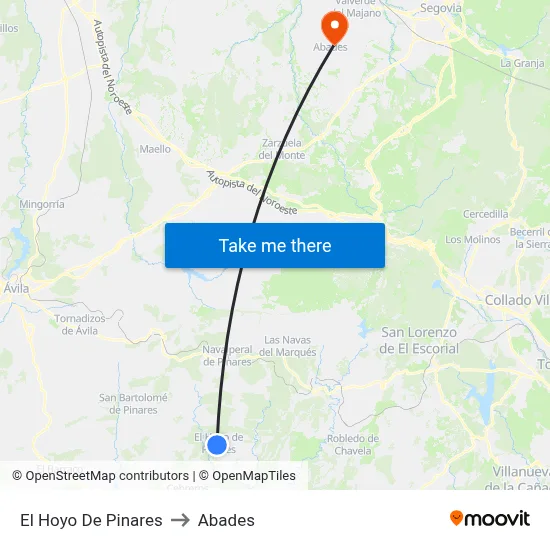 El Hoyo De Pinares to Abades map