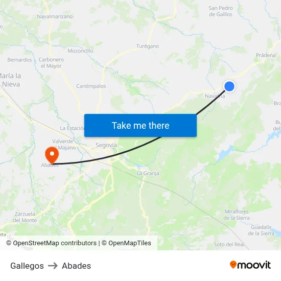 Gallegos to Abades map
