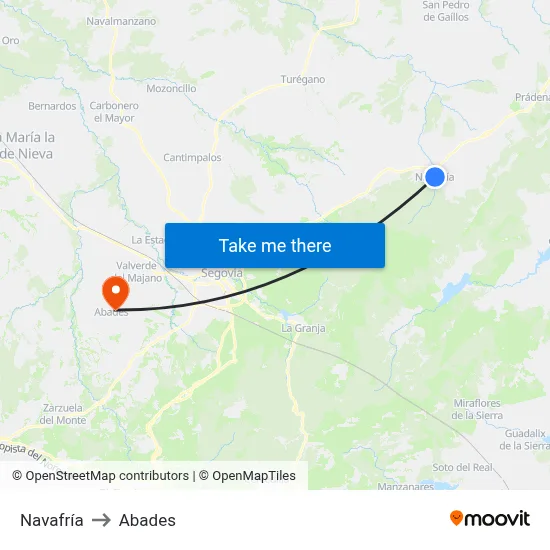 Navafría to Abades map