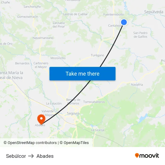 Sebúlcor to Abades map