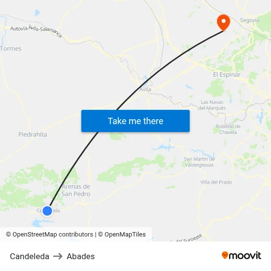 Candeleda to Abades map