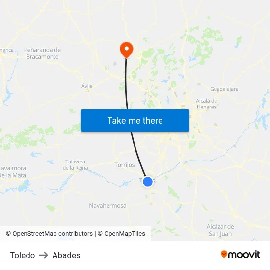 Toledo to Abades map