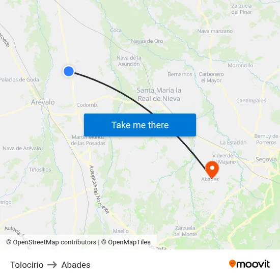 Tolocirio to Abades map