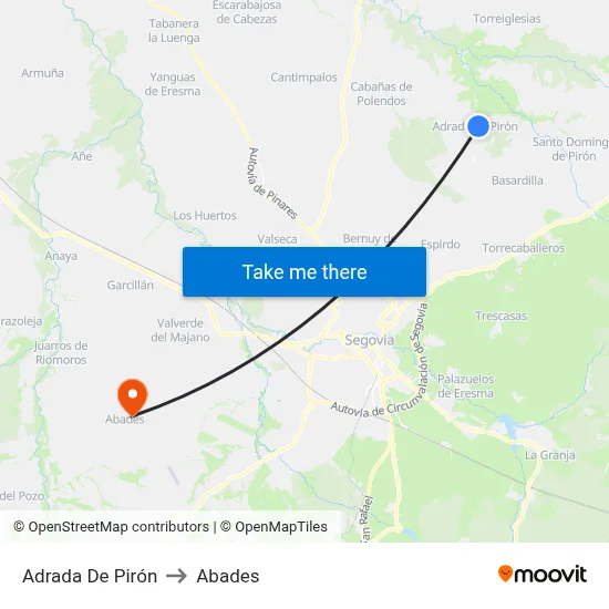 Adrada De Pirón to Abades map