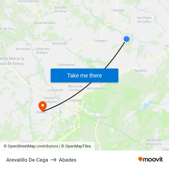 Arevalillo De Cega to Abades map