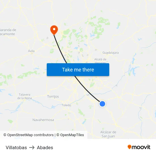 Villatobas to Abades map
