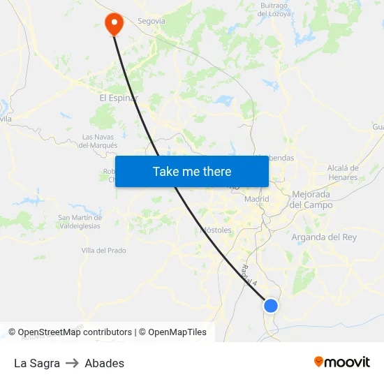 La Sagra to Abades map