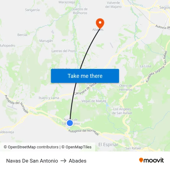 Navas De San Antonio to Abades map