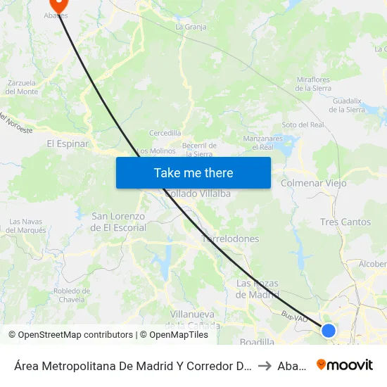 Área Metropolitana De Madrid Y Corredor Del Henares to Abades map