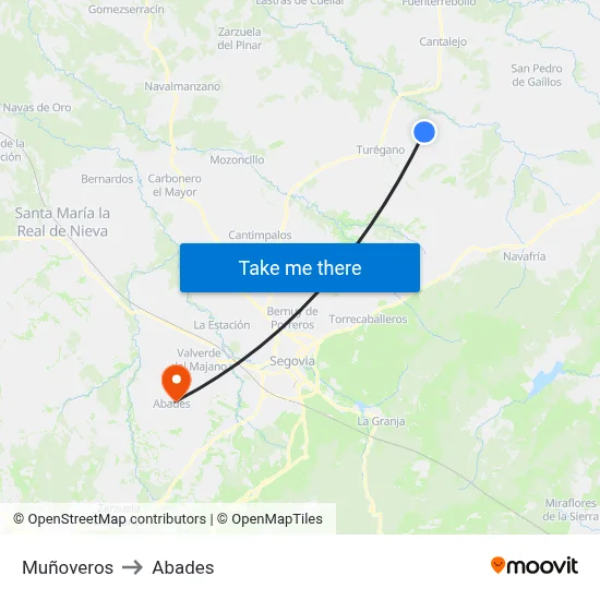 Muñoveros to Abades map
