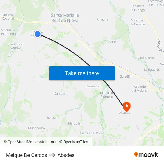 Melque De Cercos to Abades map