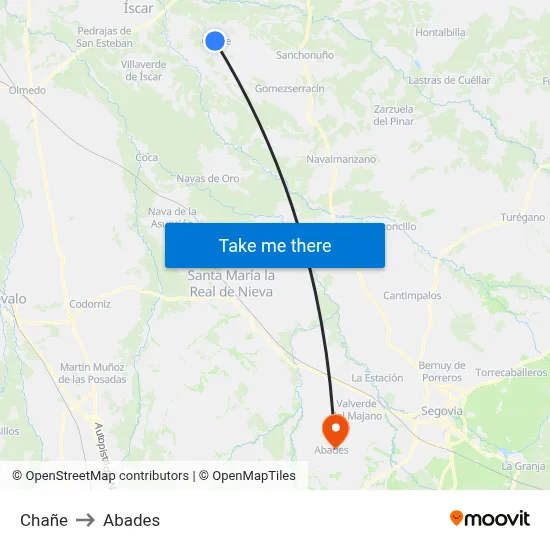 Chañe to Abades map