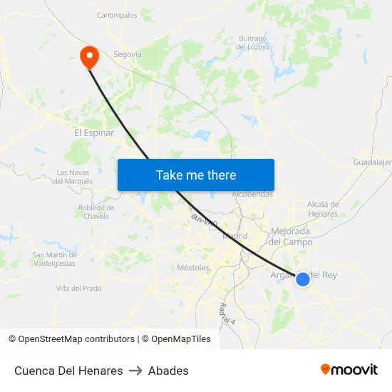 Cuenca Del Henares to Abades map
