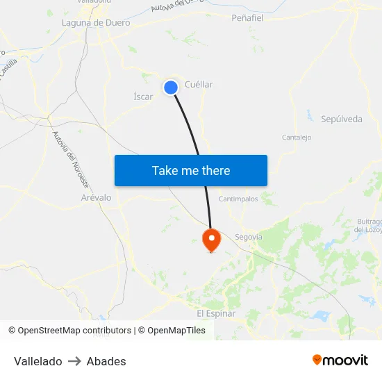 Vallelado to Abades map