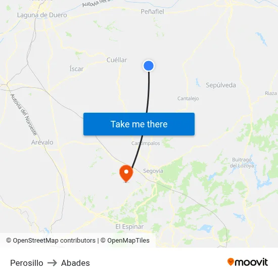 Perosillo to Abades map