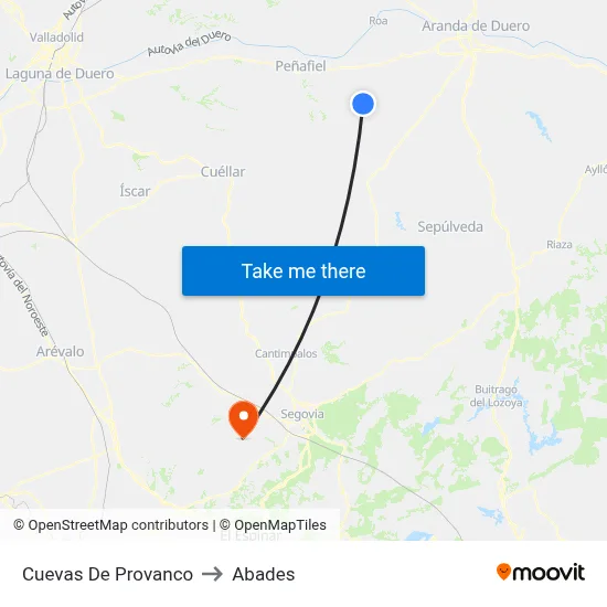 Cuevas De Provanco to Abades map