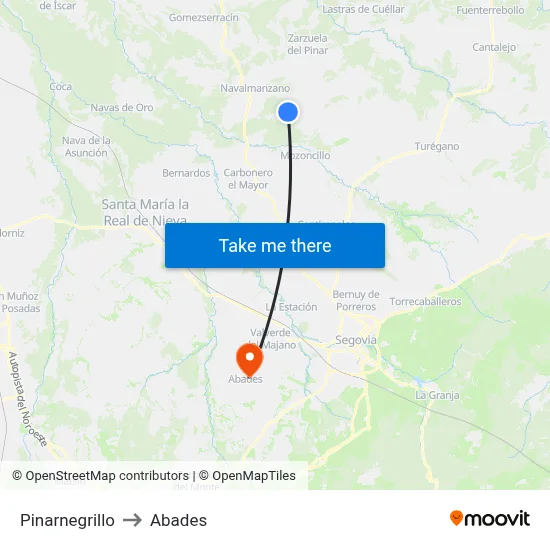 Pinarnegrillo to Abades map