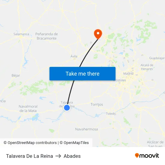 Talavera De La Reina to Abades map