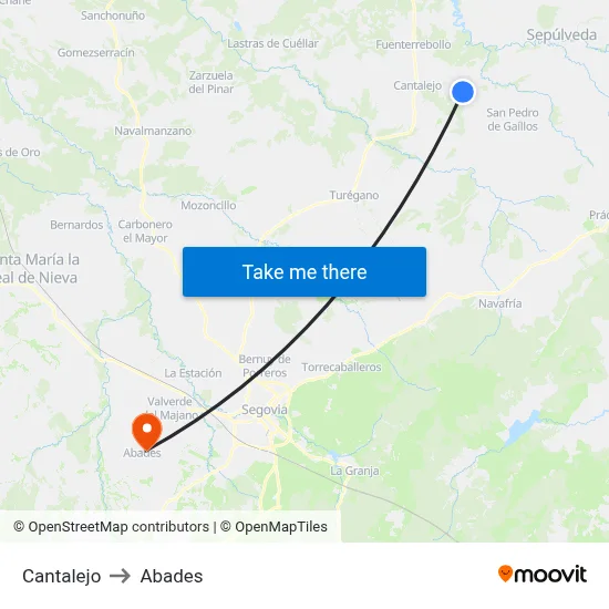 Cantalejo to Abades map