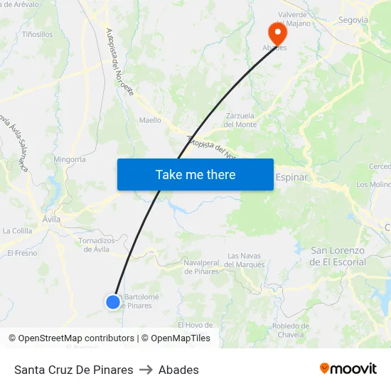 Santa Cruz De Pinares to Abades map