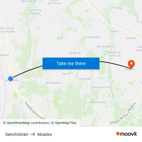Sanchidrián to Abades map