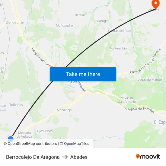 Berrocalejo De Aragona to Abades map