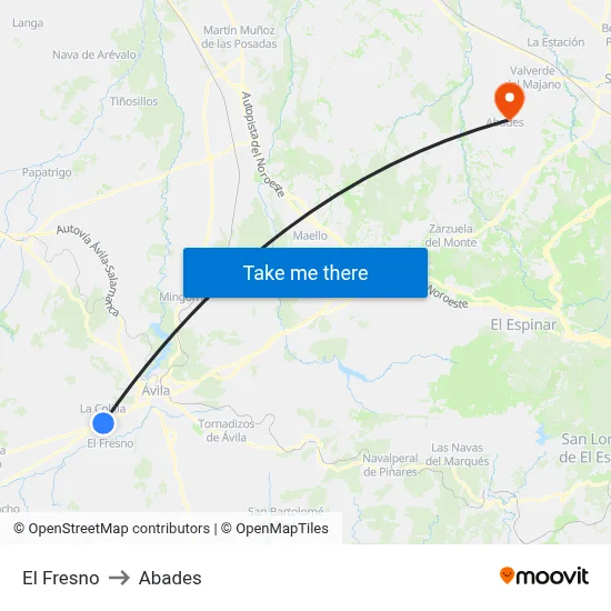 El Fresno to Abades map