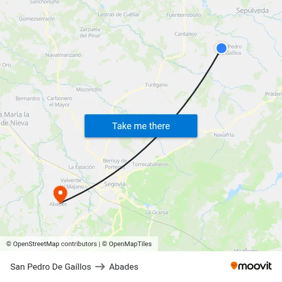 San Pedro De Gaíllos to Abades map